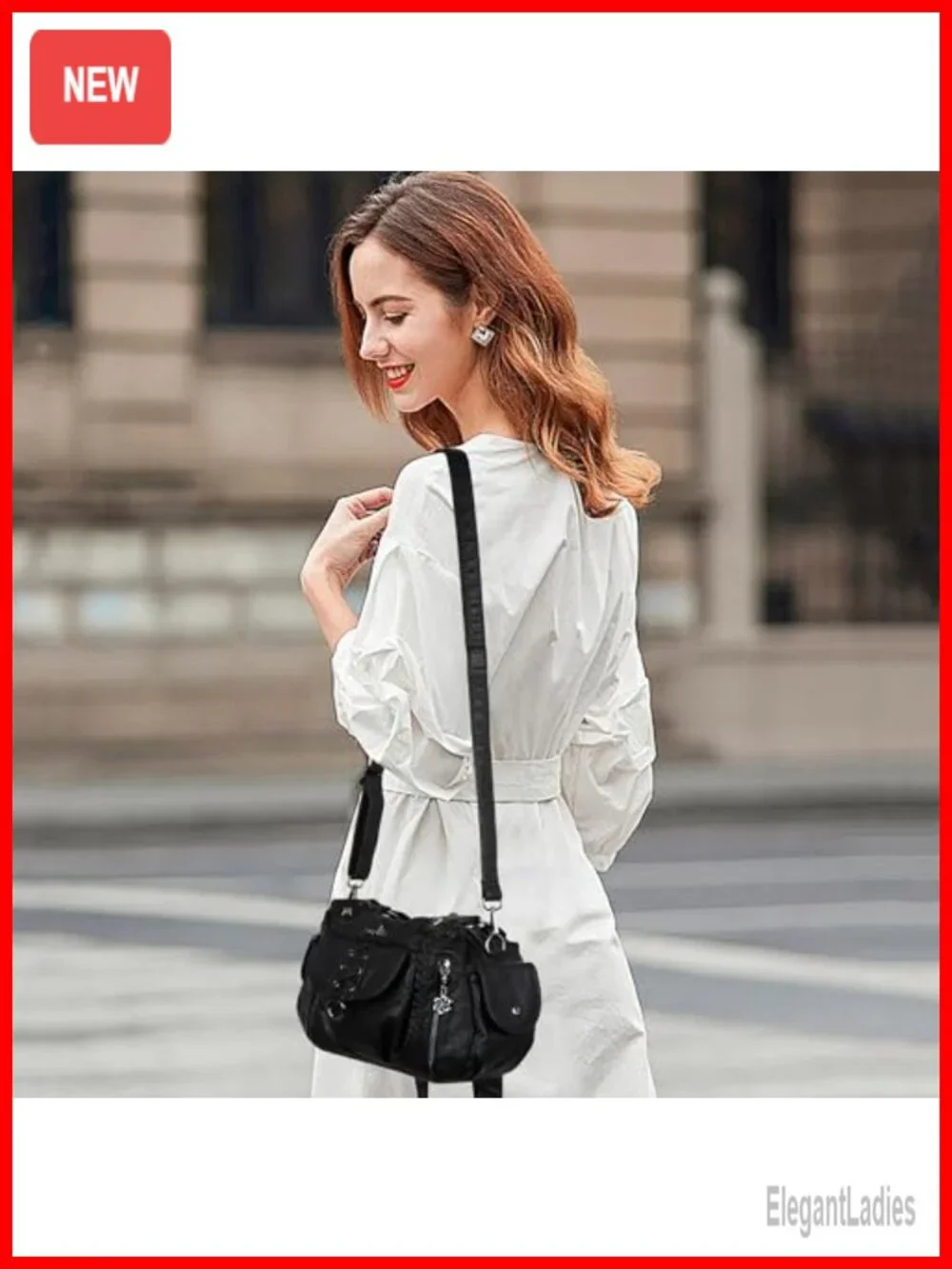 Vegan Leather Hobo Shoulder Bag Multi Pocket Crossbody Purse